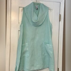 Aqua Sleeveless Mini Dress Relaxed Fit